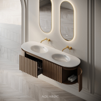 Belgravia Double Vanity Unit & Stone Basin 1600mm Smoked Oak